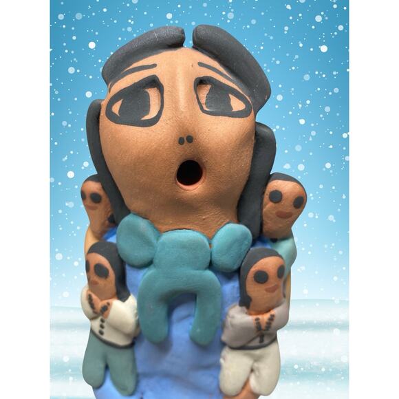 Native American Storyteller 4 Children Pottery Figurine Signed EB – Eva Betonie - Picture 5 of 6